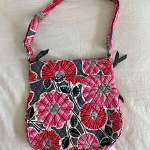 Vera Bradley Floral Pink and Gray Quilted Shoulder Bag